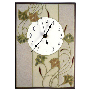 Ceramic Wall Clock: Nouveau Ginkgo